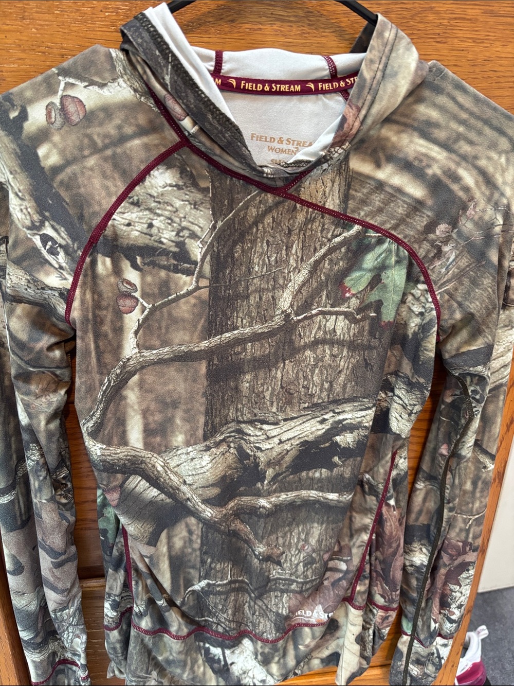 Field & Stream Women's Realtree Camo Hoodie with Burgundy Trim